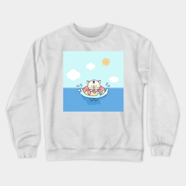 Swimming cat Crewneck Sweatshirt by choiyoojin